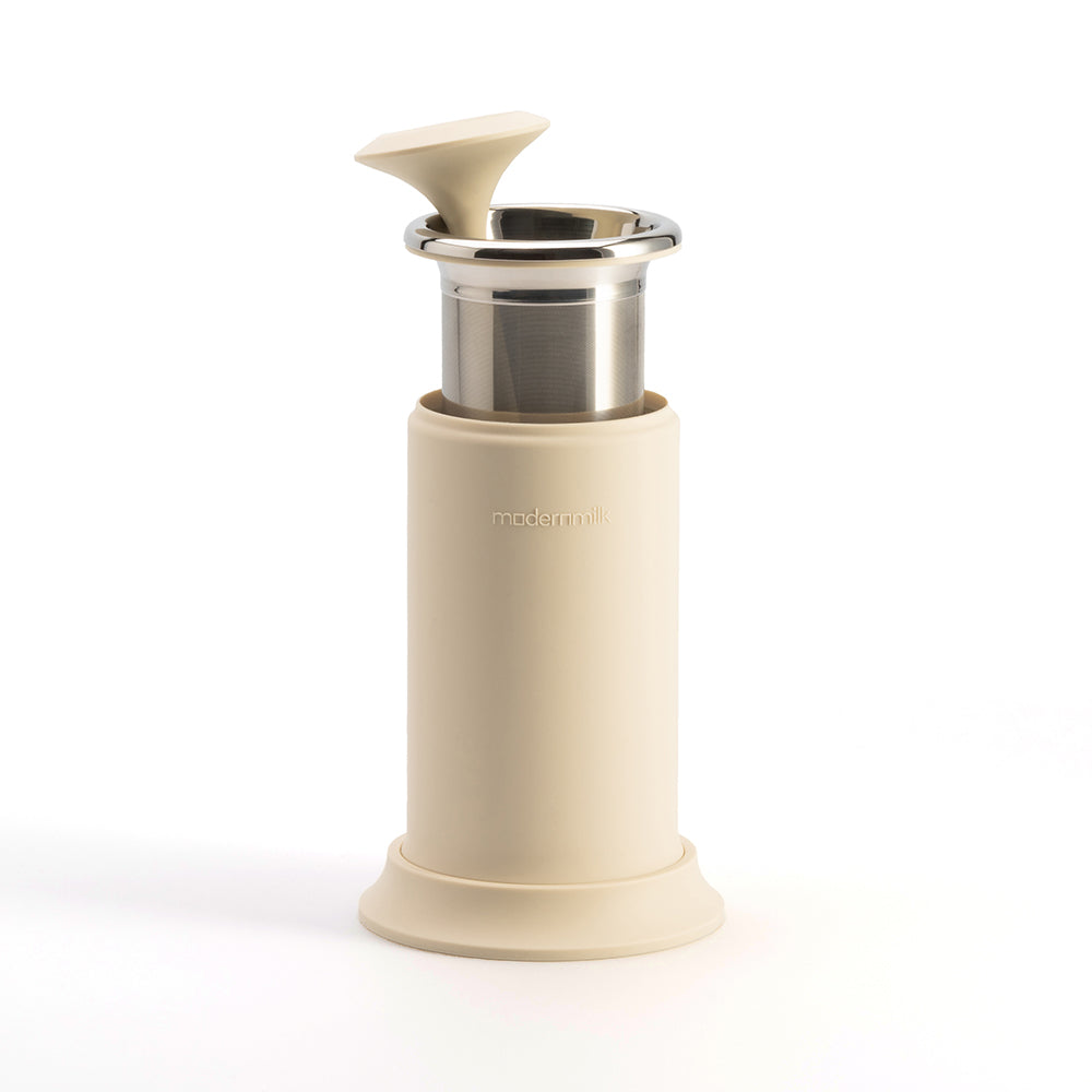 milkpress filter and milk stick stored in extension sleeve
